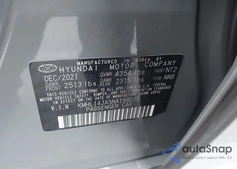 2022 Hyundai Sonata Sel from USA, damaged, VIN KMHL14JA5NA198077